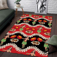 Uliuli Hawaii Makahiki Area Rug Hawaiian Puakenikeni Lei Hula Girl Red Version LT14 Red - Polynesian Pride