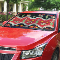 Uliuli Hawaii Makahiki Auto Sun Shade Hawaiian Puakenikeni Lei Hula Girl Red Version LT14 - Polynesian Pride