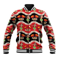 Uliuli Hawaii Makahiki Baseball Jacket Hawaiian Puakenikeni Lei Hula Girl Red Version LT14 Unisex Red - Polynesian Pride