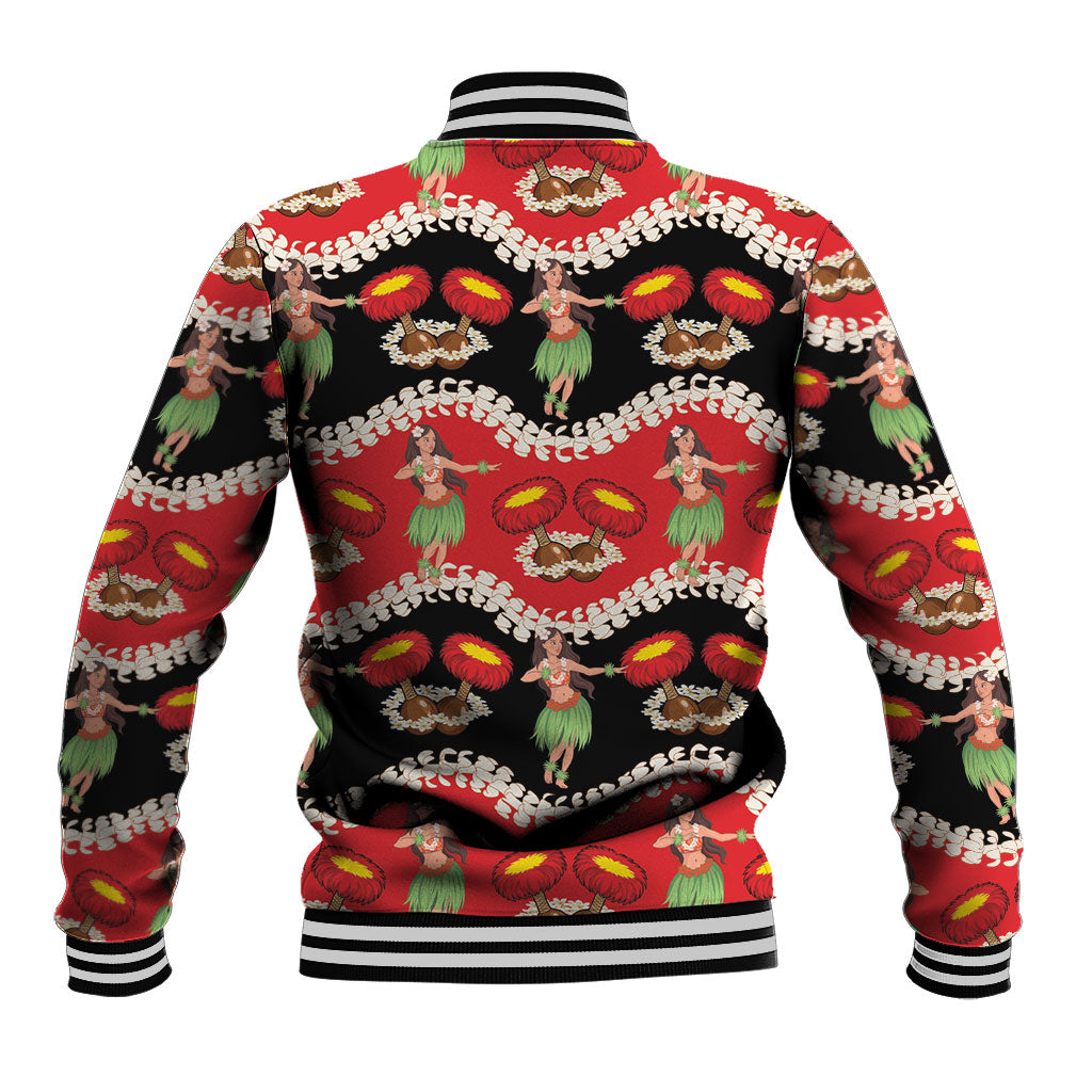 Uliuli Hawaii Makahiki Baseball Jacket Hawaiian Puakenikeni Lei Hula Girl Red Version LT14 - Polynesian Pride