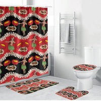 Uliuli Hawaii Makahiki Bathroom Set Hawaiian Puakenikeni Lei Hula Girl Red Version LT14 Bathroom Set (4 pcs) Red - Polynesian Pride