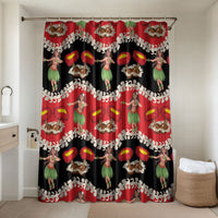 Uliuli Hawaii Makahiki Bathroom Set Hawaiian Puakenikeni Lei Hula Girl Red Version LT14 Shower Curtain Only Red - Polynesian Pride
