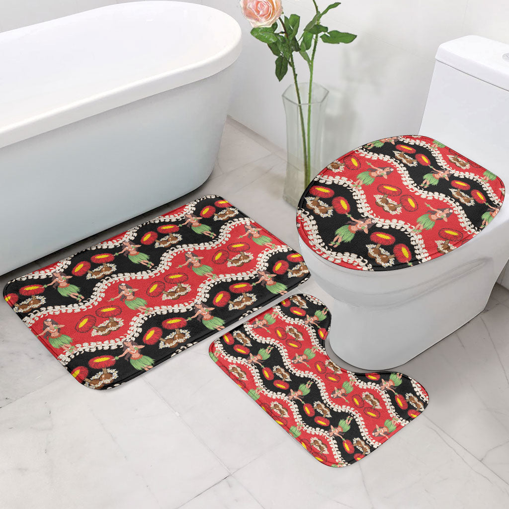 Uliuli Hawaii Makahiki Bathroom Set Hawaiian Puakenikeni Lei Hula Girl Red Version LT14 - Polynesian Pride