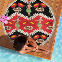 Uliuli Hawaii Makahiki Beach Blanket Hawaiian Puakenikeni Lei Hula Girl Red Version LT14 - Polynesian Pride