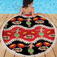 Uliuli Hawaii Makahiki Beach Blanket Hawaiian Puakenikeni Lei Hula Girl Red Version LT14 - Polynesian Pride