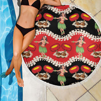 Uliuli Hawaii Makahiki Beach Blanket Hawaiian Puakenikeni Lei Hula Girl Red Version LT14 - Polynesian Pride