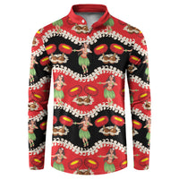 Uliuli Hawaii Makahiki Button Sweatshirt Hawaiian Puakenikeni Lei Hula Girl Red Version LT14 Red - Polynesian Pride