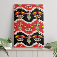 Uliuli Hawaii Makahiki Canvas Wall Art Hawaiian Puakenikeni Lei Hula Girl Red Version LT14 - Polynesian Pride