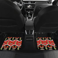 Uliuli Hawaii Makahiki Car Mats Hawaiian Puakenikeni Lei Hula Girl Red Version LT14 Set 2pcs - Back Red - Polynesian Pride