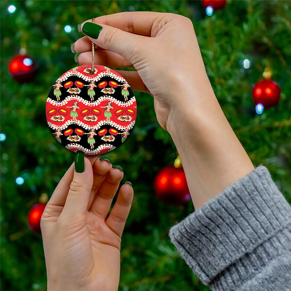 Uliuli Hawaii Makahiki Ceramic Ornament Hawaiian Puakenikeni Lei Hula Girl Red Version LT14 - Polynesian Pride