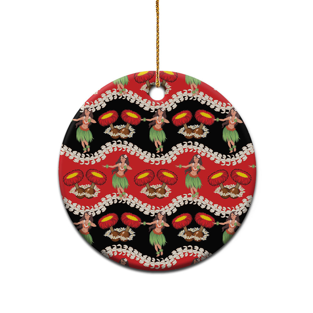 Uliuli Hawaii Makahiki Ceramic Ornament Hawaiian Puakenikeni Lei Hula Girl Red Version LT14 - Polynesian Pride