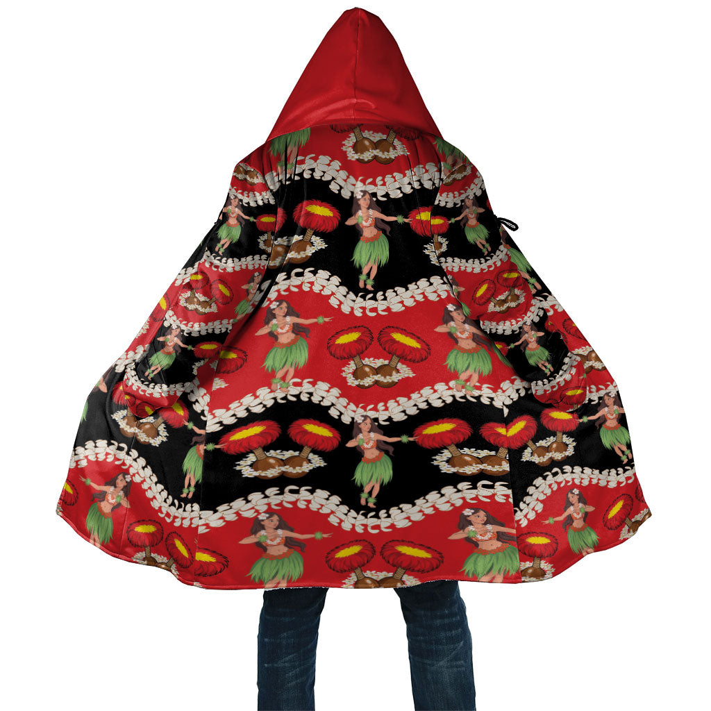 Uliuli Hawaii Makahiki Cloak Hawaiian Puakenikeni Lei Hula Girl Red Version