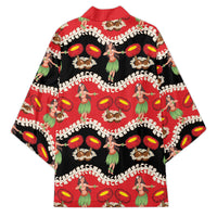 Uliuli Hawaii Makahiki Kimono Hawaiian Puakenikeni Lei Hula Girl Red Version LT14 - Polynesian Pride