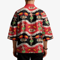 Uliuli Hawaii Makahiki Kimono Hawaiian Puakenikeni Lei Hula Girl Red Version LT14 - Polynesian Pride