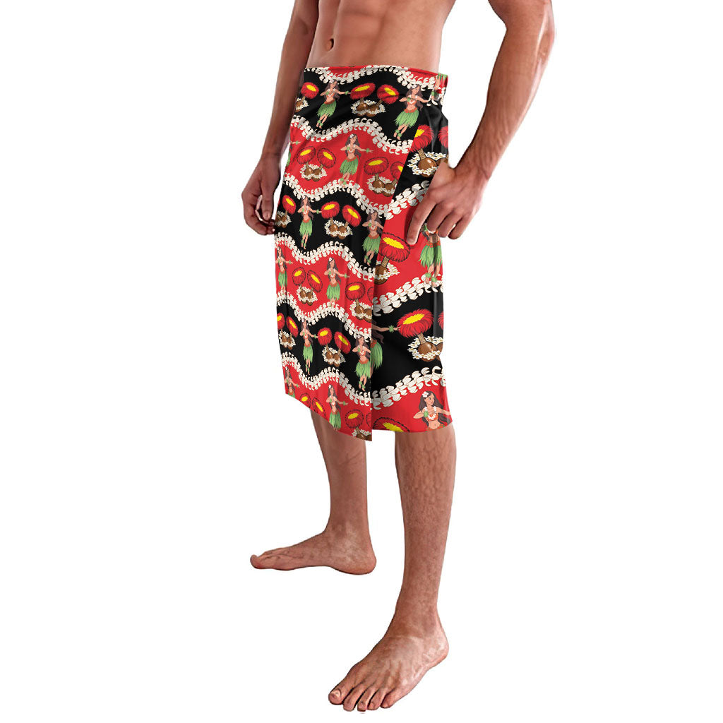 Uliuli Hawaii Makahiki Lavalava Hawaiian Puakenikeni Lei Hula Girl Red Version LT14 - Polynesian Pride