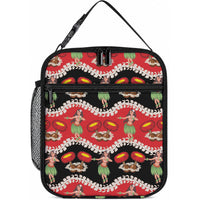 Uliuli Hawaii Makahiki Lunch Bag Hawaiian Puakenikeni Lei Hula Girl Red Version LT14 10.2 × 8.3 × 4.3 inch Red - Polynesian Pride