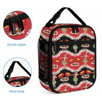 Uliuli Hawaii Makahiki Lunch Bag Hawaiian Puakenikeni Lei Hula Girl Red Version LT14 - Polynesian Pride