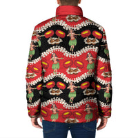 Uliuli Hawaii Makahiki Padded Jacket Hawaiian Puakenikeni Lei Hula Girl Red Version LT14 - Polynesian Pride