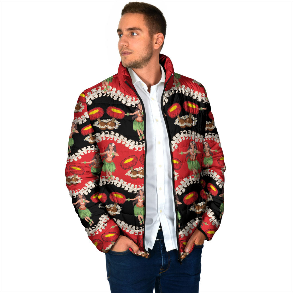 Uliuli Hawaii Makahiki Padded Jacket Hawaiian Puakenikeni Lei Hula Girl Red Version LT14 - Polynesian Pride