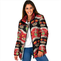 Uliuli Hawaii Makahiki Padded Jacket Hawaiian Puakenikeni Lei Hula Girl Red Version LT14 Women Red - Polynesian Pride