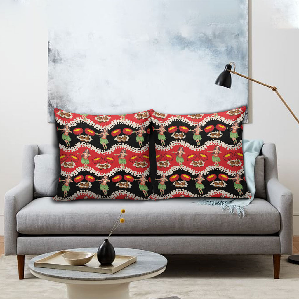 Uliuli Hawaii Makahiki Pillow Cover Hawaiian Puakenikeni Lei Hula Girl Red Version LT14 - Polynesian Pride