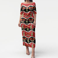Uliuli Hawaii Makahiki Puletasi Hawaiian Puakenikeni Lei Hula Girl Red Version LT14 Long Dress Red - Polynesian Pride