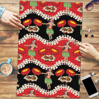 Uliuli Hawaii Makahiki Puzzle Hawaiian Puakenikeni Lei Hula Girl Red Version LT14 Red - Polynesian Pride