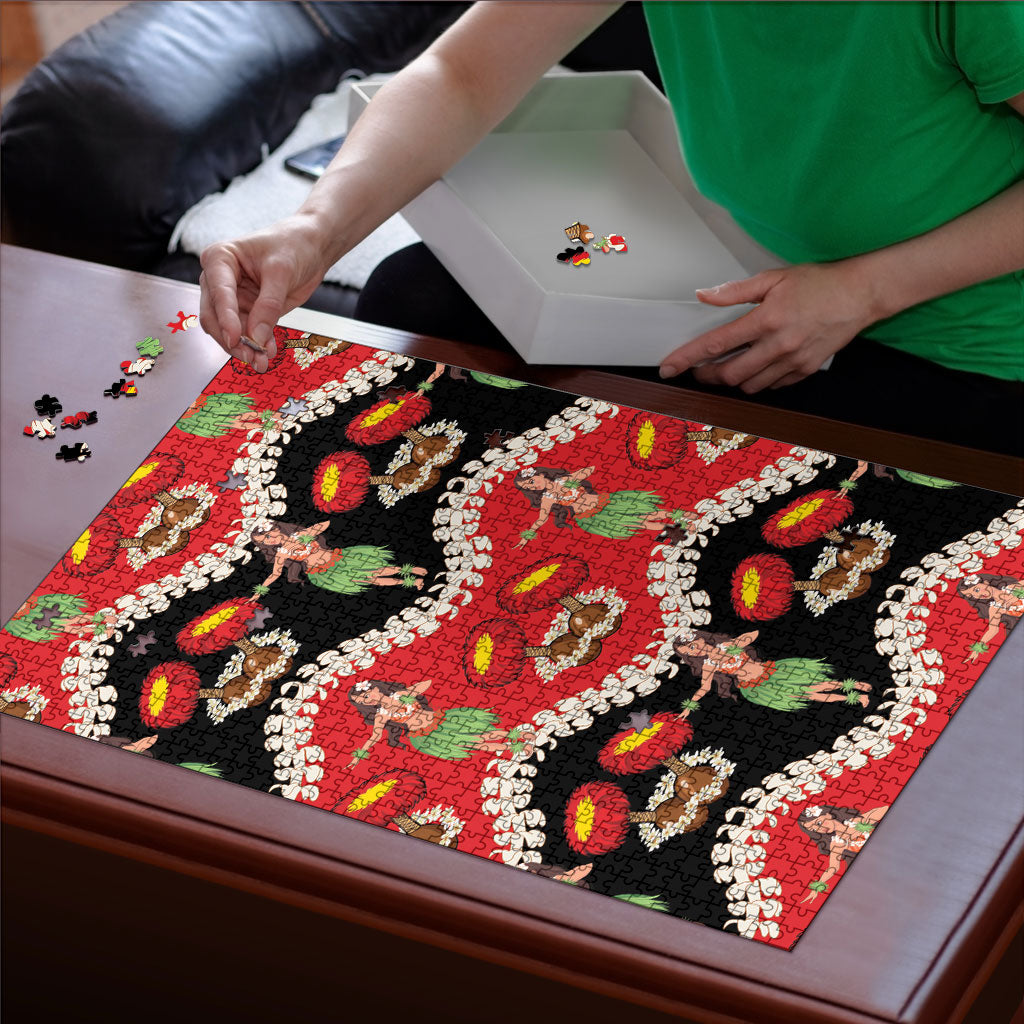 Uliuli Hawaii Makahiki Puzzle Hawaiian Puakenikeni Lei Hula Girl Red Version LT14 - Polynesian Pride