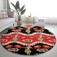 Uliuli Hawaii Makahiki Round Carpet Hawaiian Puakenikeni Lei Hula Girl Red Version LT14 - Polynesian Pride