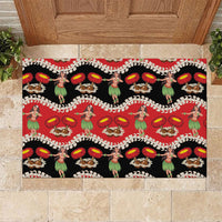 Uliuli Hawaii Makahiki Rubber Doormat Hawaiian Puakenikeni Lei Hula Girl Red Version LT14 Red - Polynesian Pride