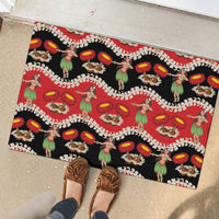 Uliuli Hawaii Makahiki Rubber Doormat Hawaiian Puakenikeni Lei Hula Girl Red Version LT14 - Polynesian Pride