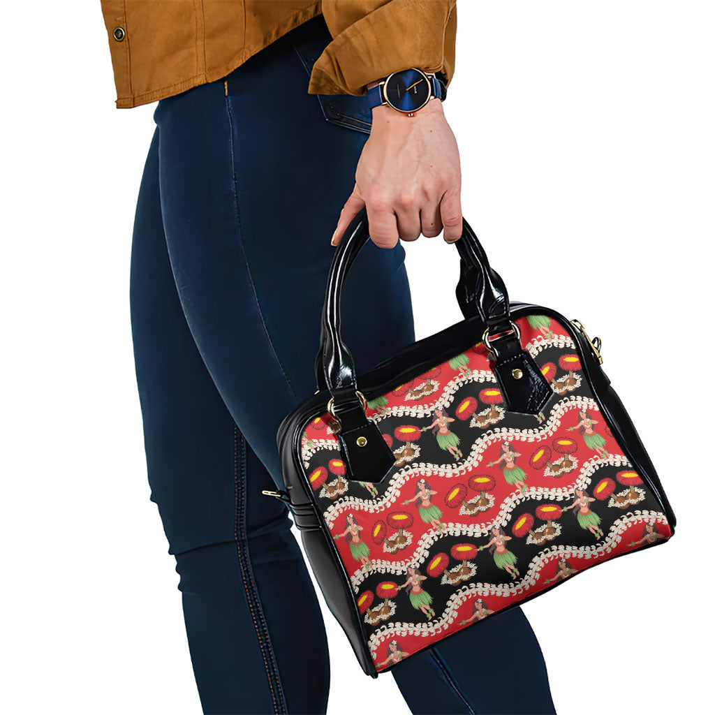 Uliuli Hawaii Makahiki Shoulder Handbag Hawaiian Puakenikeni Lei Hula Girl Red Version LT14 - Polynesian Pride