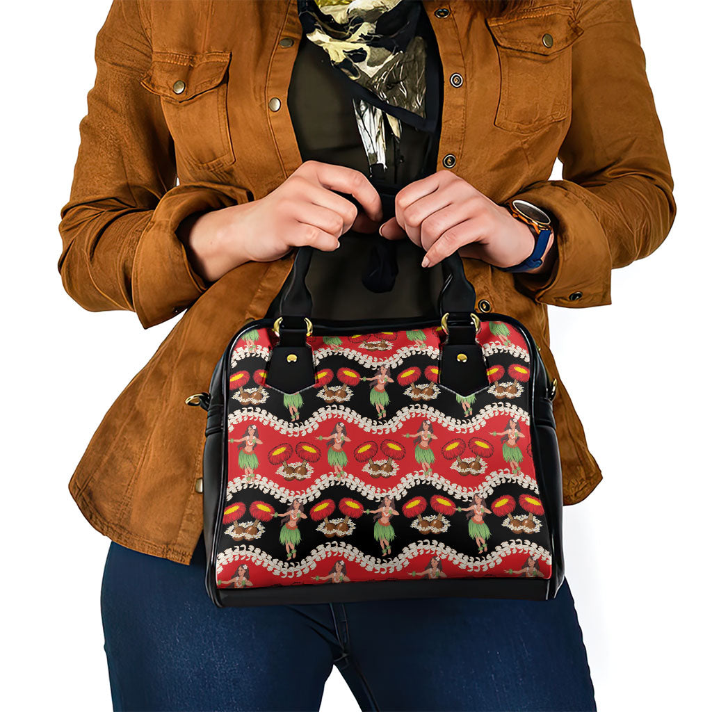 Uliuli Hawaii Makahiki Shoulder Handbag Hawaiian Puakenikeni Lei Hula Girl Red Version LT14 - Polynesian Pride