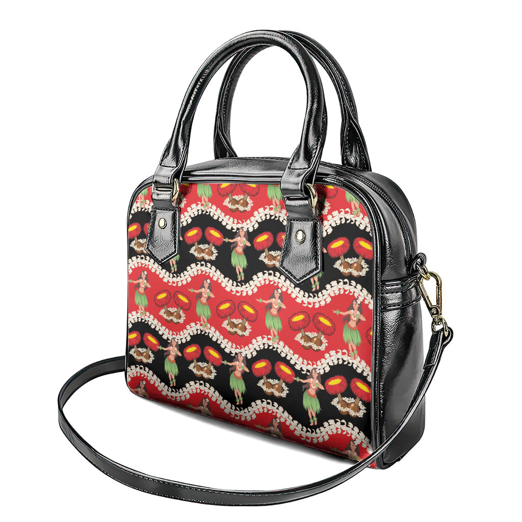 Uliuli Hawaii Makahiki Shoulder Handbag Hawaiian Puakenikeni Lei Hula Girl Red Version LT14 - Polynesian Pride