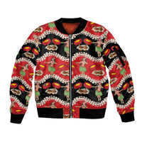 Uliuli Hawaii Makahiki Sleeve Zip Bomber Jacket Hawaiian Puakenikeni Lei Hula Girl Red Version LT14 Unisex Red - Polynesian Pride