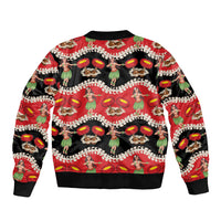 Uliuli Hawaii Makahiki Sleeve Zip Bomber Jacket Hawaiian Puakenikeni Lei Hula Girl Red Version LT14 - Polynesian Pride