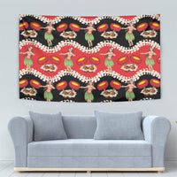 Uliuli Hawaii Makahiki Tapestry Hawaiian Puakenikeni Lei Hula Girl Red Version LT14 - Polynesian Pride