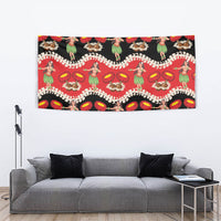Uliuli Hawaii Makahiki Tapestry Hawaiian Puakenikeni Lei Hula Girl Red Version LT14 - Polynesian Pride