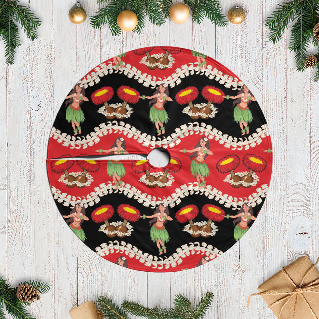 Uliuli Hawaii Makahiki Tree Skirt Hawaiian Puakenikeni Lei Hula Girl Red Version LT14 Casual Red - Polynesian Pride