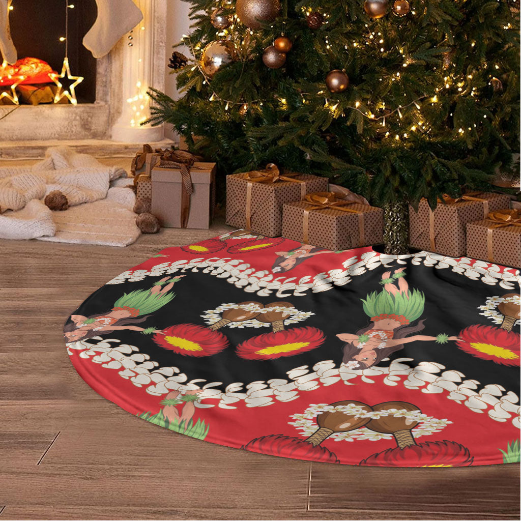 Uliuli Hawaii Makahiki Tree Skirt Hawaiian Puakenikeni Lei Hula Girl Red Version LT14 - Polynesian Pride