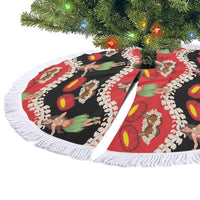 Uliuli Hawaii Makahiki Tree Skirt Hawaiian Puakenikeni Lei Hula Girl Red Version LT14 - Polynesian Pride