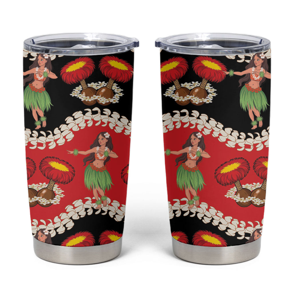 Uliuli Hawaii Makahiki Tumbler Cup Hawaiian Puakenikeni Lei Hula Girl Red Version