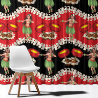 Uliuli Hawaii Makahiki Window Curtain Hawaiian Puakenikeni Lei Hula Girl Red Version LT14 - Polynesian Pride