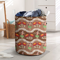 Uliuli Hawaii Makahiki Laundry Basket Hawaiian Puakenikeni Lei Hula Girl Brown Version LT14 Brown - Polynesian Pride