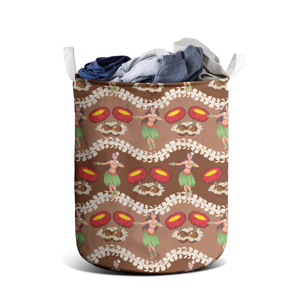 Uliuli Hawaii Makahiki Laundry Basket Hawaiian Puakenikeni Lei Hula Girl Brown Version LT14 - Polynesian Pride