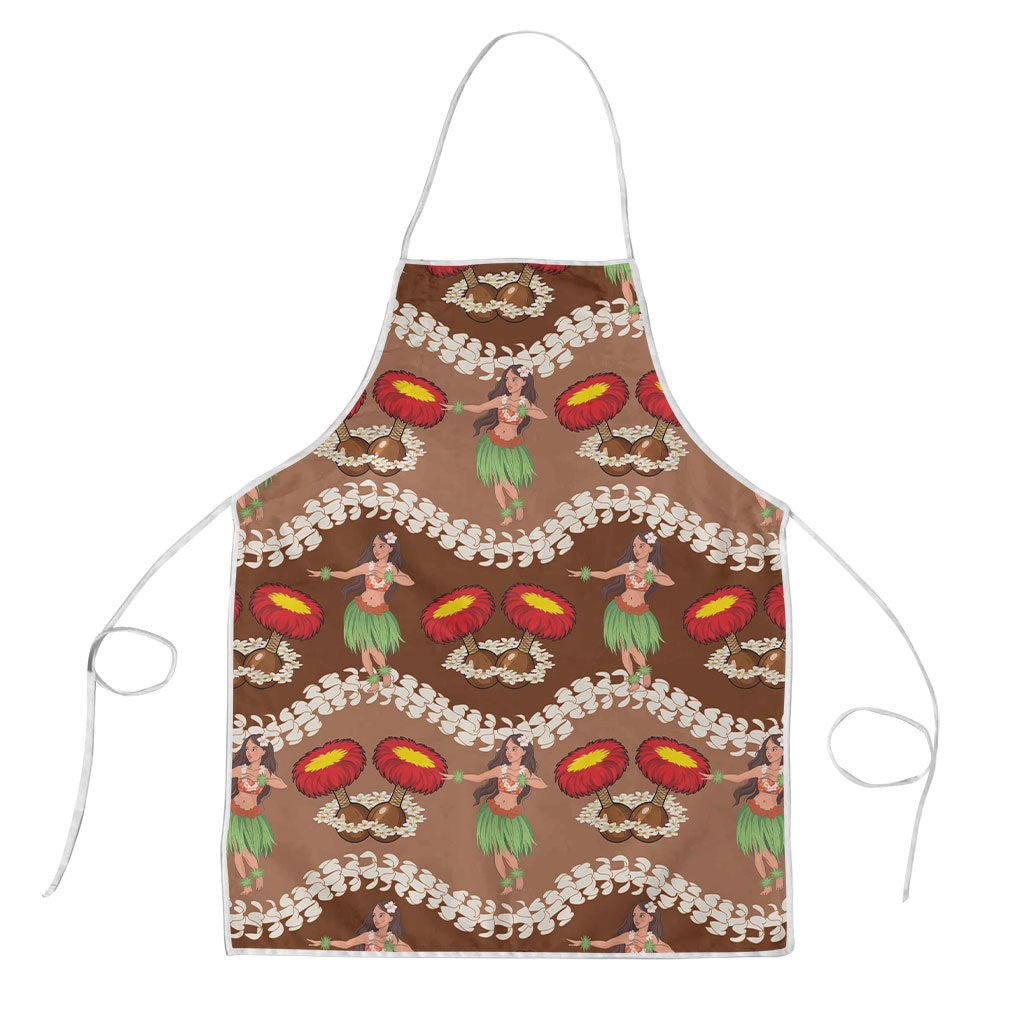 Uliuli Hawaii Makahiki Apron Hawaiian Puakenikeni Lei Hula Girl Brown Version