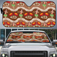 Uliuli Hawaii Makahiki Auto Sun Shade Hawaiian Puakenikeni Lei Hula Girl Brown Version LT14 Brown - Polynesian Pride