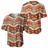 Uliuli Hawaii Makahiki Baseball Jersey Hawaiian Puakenikeni Lei Hula Girl Brown Version LT14 - Polynesian Pride