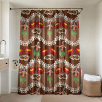 Uliuli Hawaii Makahiki Bathroom Set Hawaiian Puakenikeni Lei Hula Girl Brown Version LT14 Shower Curtain Only Brown - Polynesian Pride