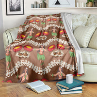 Uliuli Hawaii Makahiki Blanket Hawaiian Puakenikeni Lei Hula Girl Brown Version LT14 Brown - Polynesian Pride